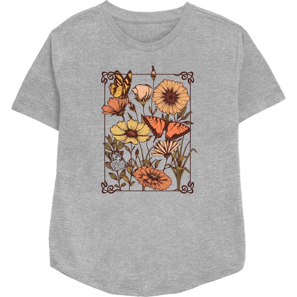 Lost Gods Floral Sketch Graphic T-shirt In Gray