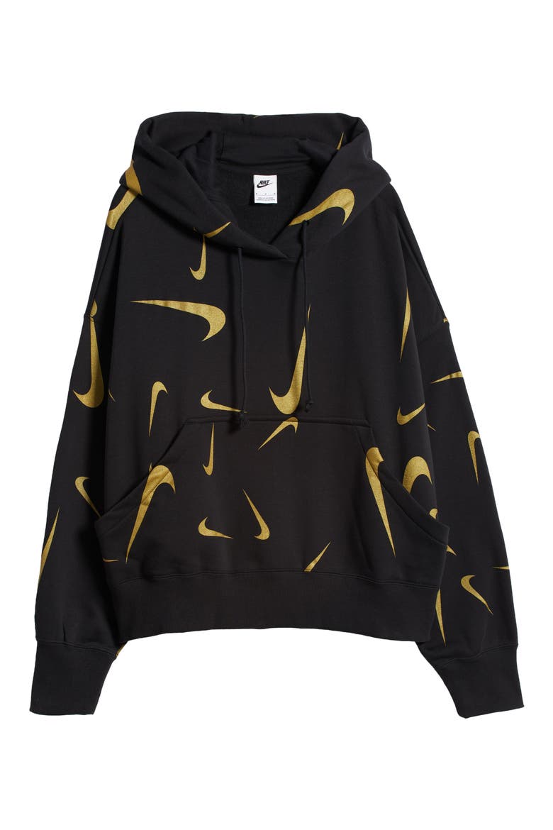 Sportswear Print Hoodie, Alternate, color, BLACK/ BRONZINE