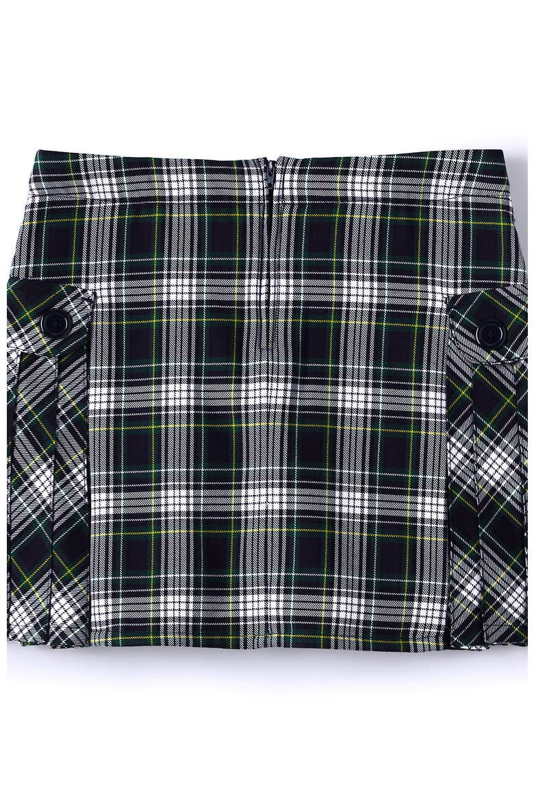 Girls Plus Side Pleat Plaid Skort Above the Knee, Alternate, color, White/Evergreen Plaid