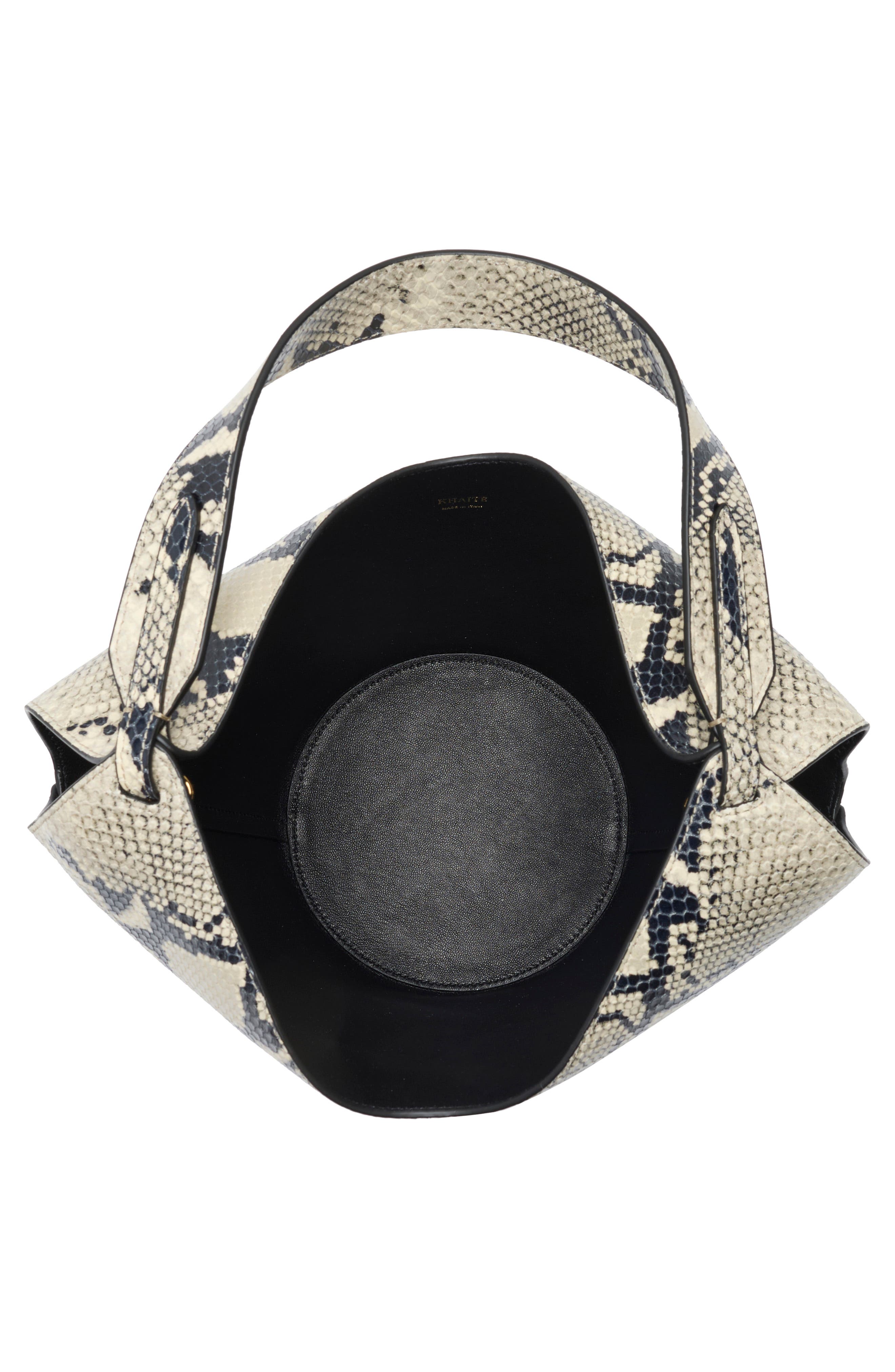 Khaite Mini Lotus Snakeskin Embossed Leather Tote Bag, Alternate, color, 121 Natural