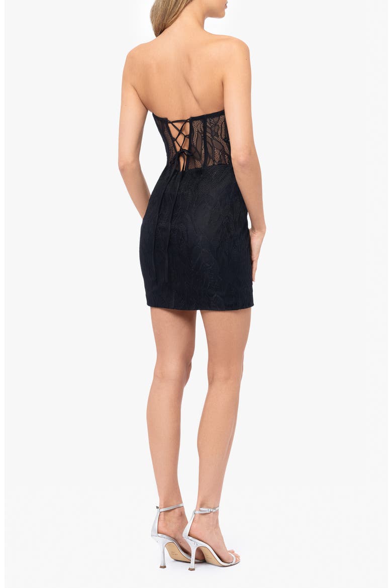 Lace Strapless Corset Minidress, Alternate, color, BLACK