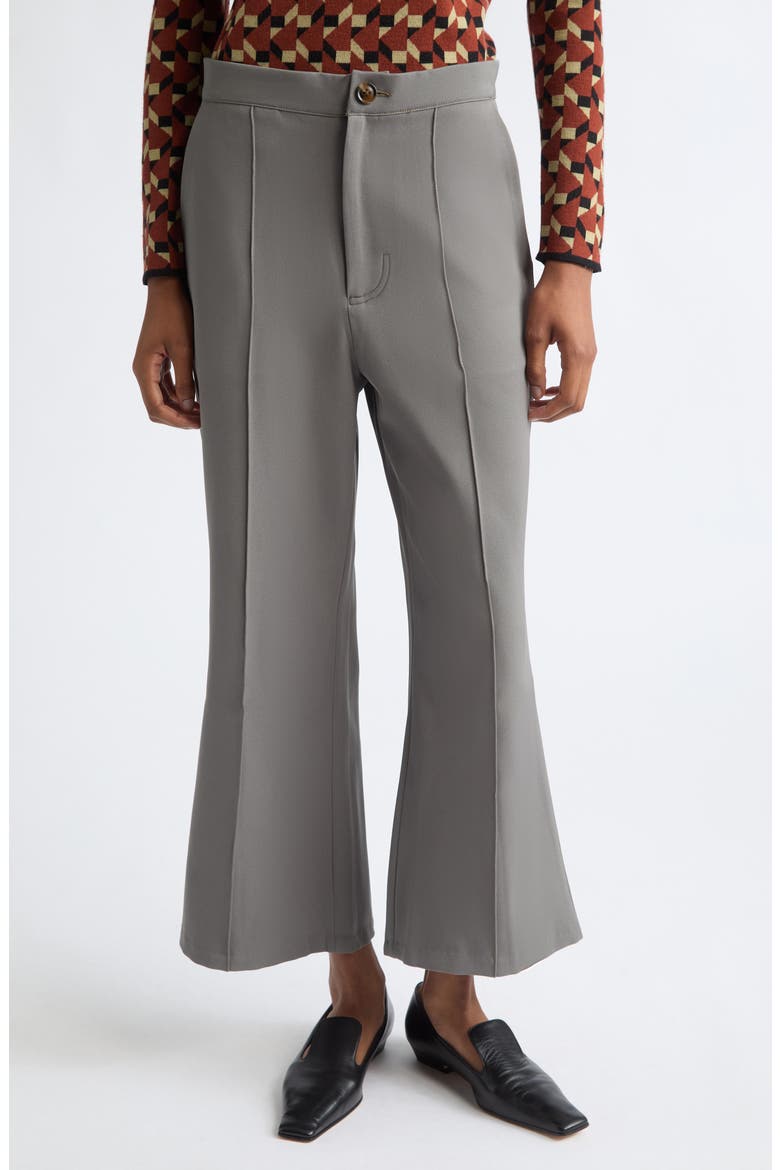 Pintuck Crop Flare Pants, Main, color, GREY