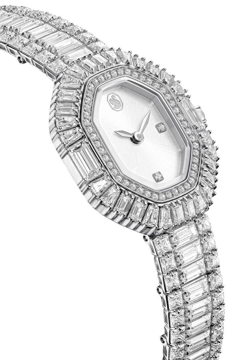 Swarovski Matrix Octagon Bracelet Watch, 28.58mm x 22.23mm, Alternate, color, Silver