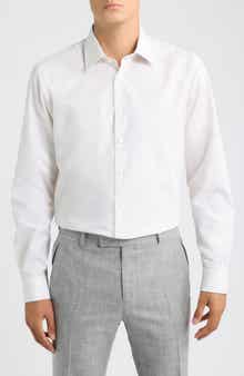 Trim Fit Pinstripe Premium Non-Iron Cotton Dress Shirt