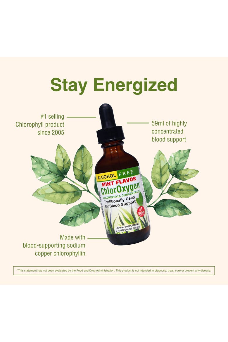 ChlorOxygen Chlorophyll Concentrate Liquid, Energy & Blood Support, 2 fl oz, Alternate, color, No Color