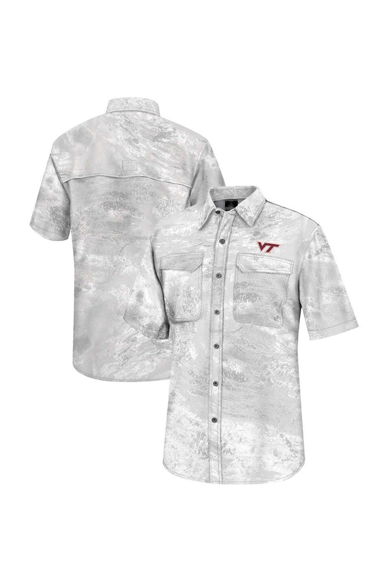 Men's Colosseum  White Virginia Tech Hokies Realtree Aspect Charter Full-Button Fishing Shirt, Main, color, White