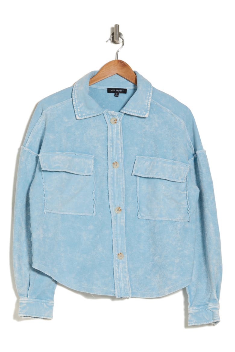 Washed Patchwork Shacket, Alternate, color, DENIM