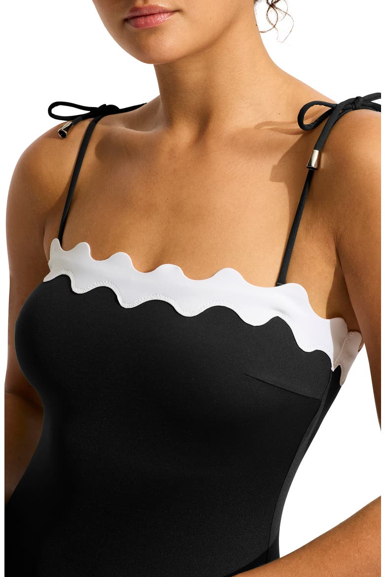 Rickrack One-Piece Swimsuit, Alternate, color, BLACK