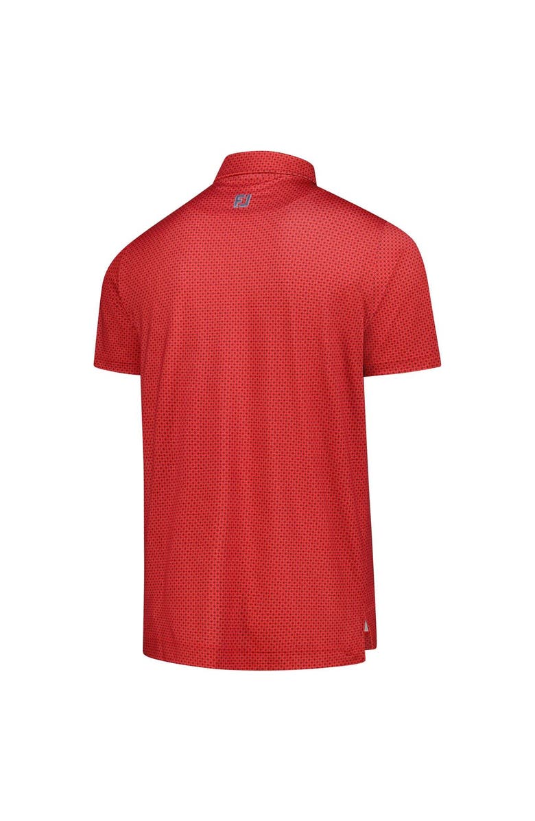 FOOTJOY Men's FootJoy Red TOUR Championship Dot Geo Print Lisle ProDry Polo, Alternate, color,