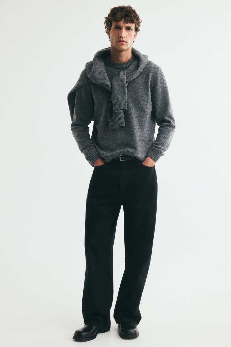 Regular-fit Brushed Sweater, Alternate, color, Dark gray melange
