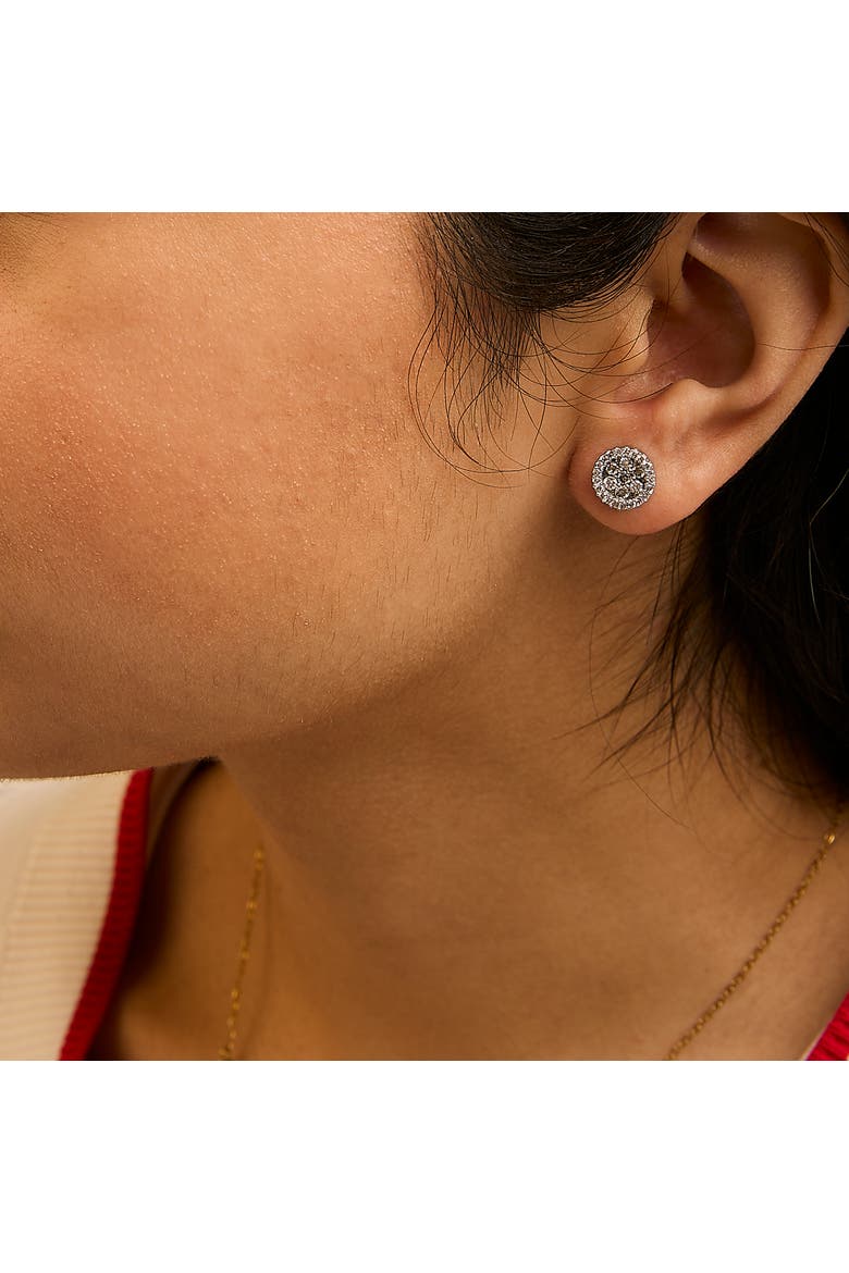 Certified 14K Gold 1.0 Cttw Diamond Cluster Button Stud Earrings, Alternate, color, White