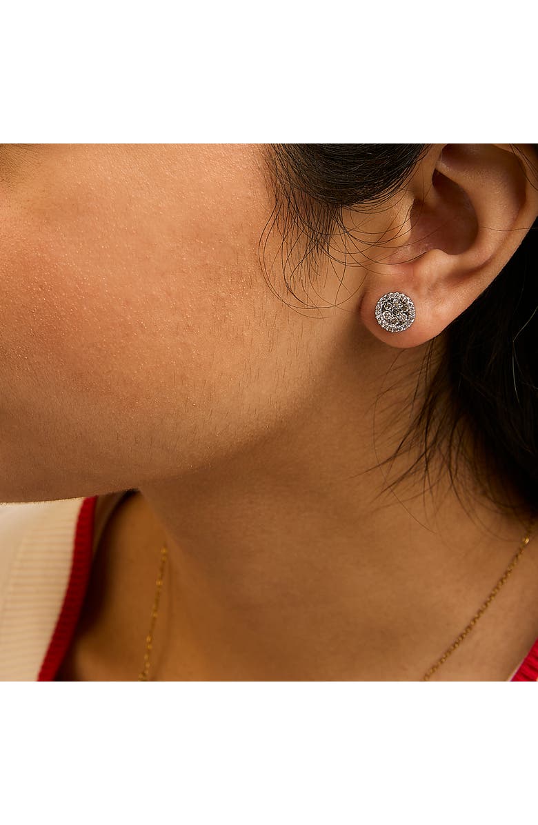 Haus of Brilliance 14K White Gold 1.0 Cttw Diamond Cluster Button Stud Earrings, Alternate, color, White