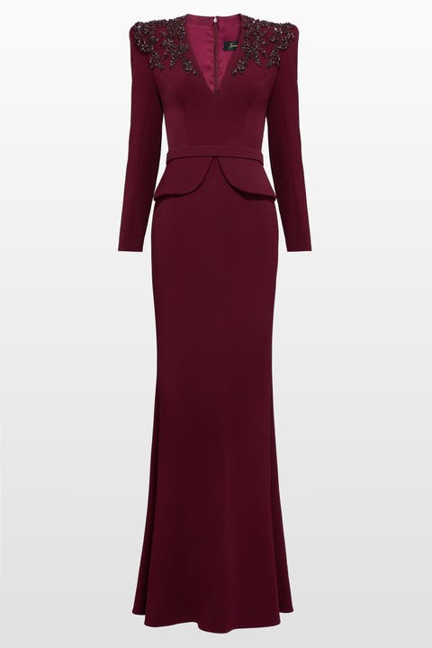 Night Flowering Sequin-embellished V-neck Maxi Dress