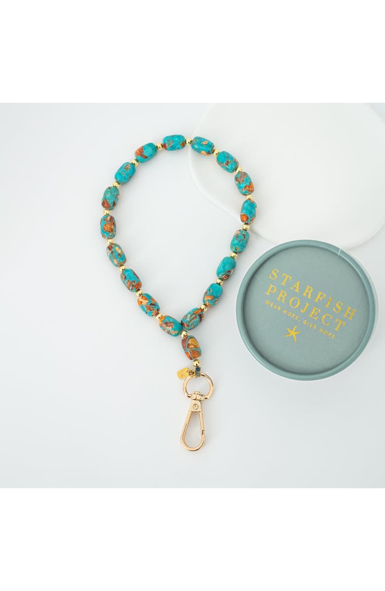 Starfish Project Sierra Bloom Turquoise Emperor Stone Beaded Phone Wrist Strap, Alternate, color, Turquoise
