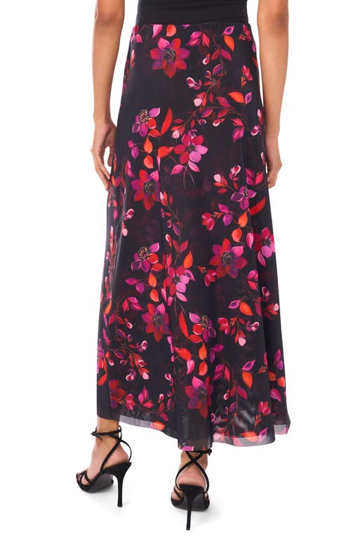 Parker Floral Mesh Maxi Skirt In Black