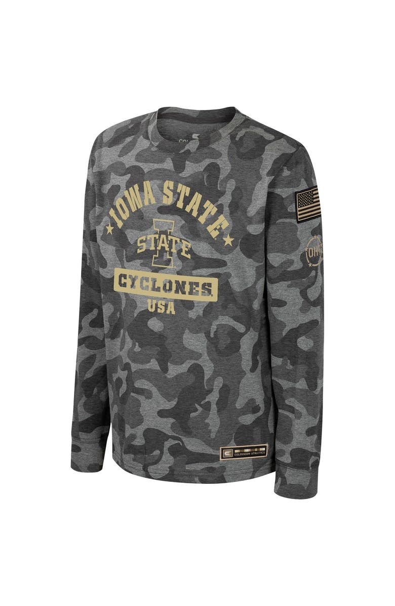 COLOSSEUM Youth Colosseum Camo Iowa State Cyclones OHT Military Appreciation Dark Star Long Sleeve T-Shirt, Alternate, color, 