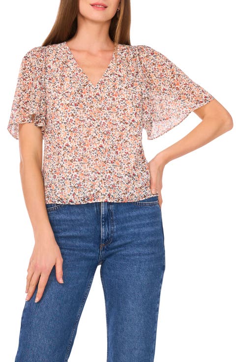 Floral Flutter Sleeve Top