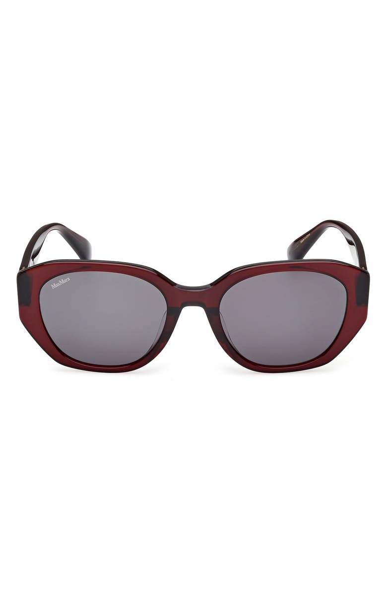Max Mara 54mm Round Sunglasses, Main, color, Shiny Bordeaux / Smoke