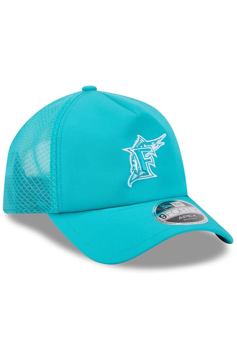 Men's New Era Teal Florida Marlins 2026 Batting Practice Alternate Apex 9FORTY Adjustable Hat, Alternate, color, Teal