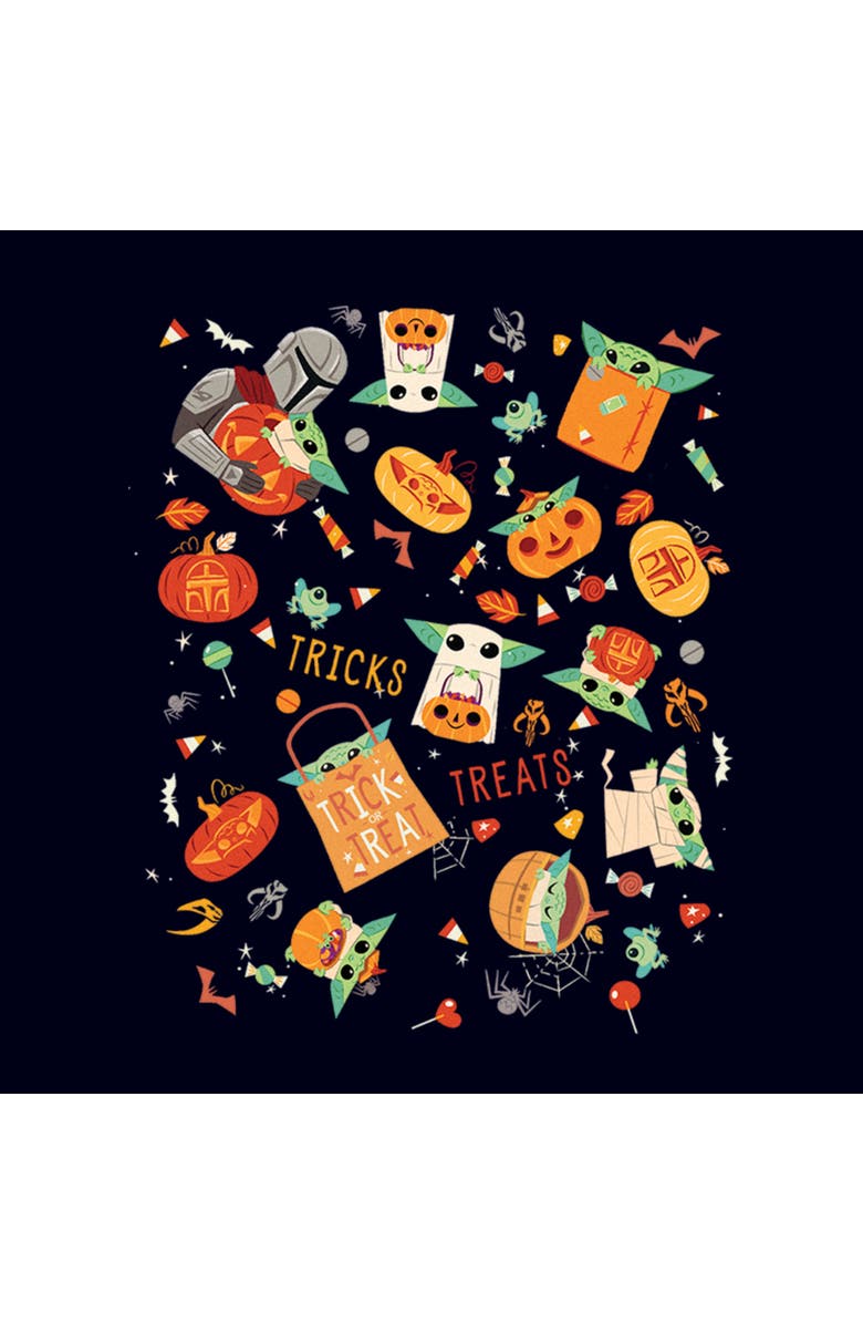 Star Wars: The Mandalorian Women's Star Wars The Mandalorian Halloween Candy Collage Graphic T-Shirt, Alternate, color, Navy Blue