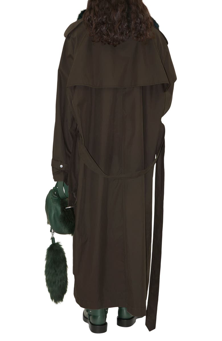 Burberry Kennington Oversize Water Resistant Trench Coat with Removable Faux Fur Trim, Alternate, color, 