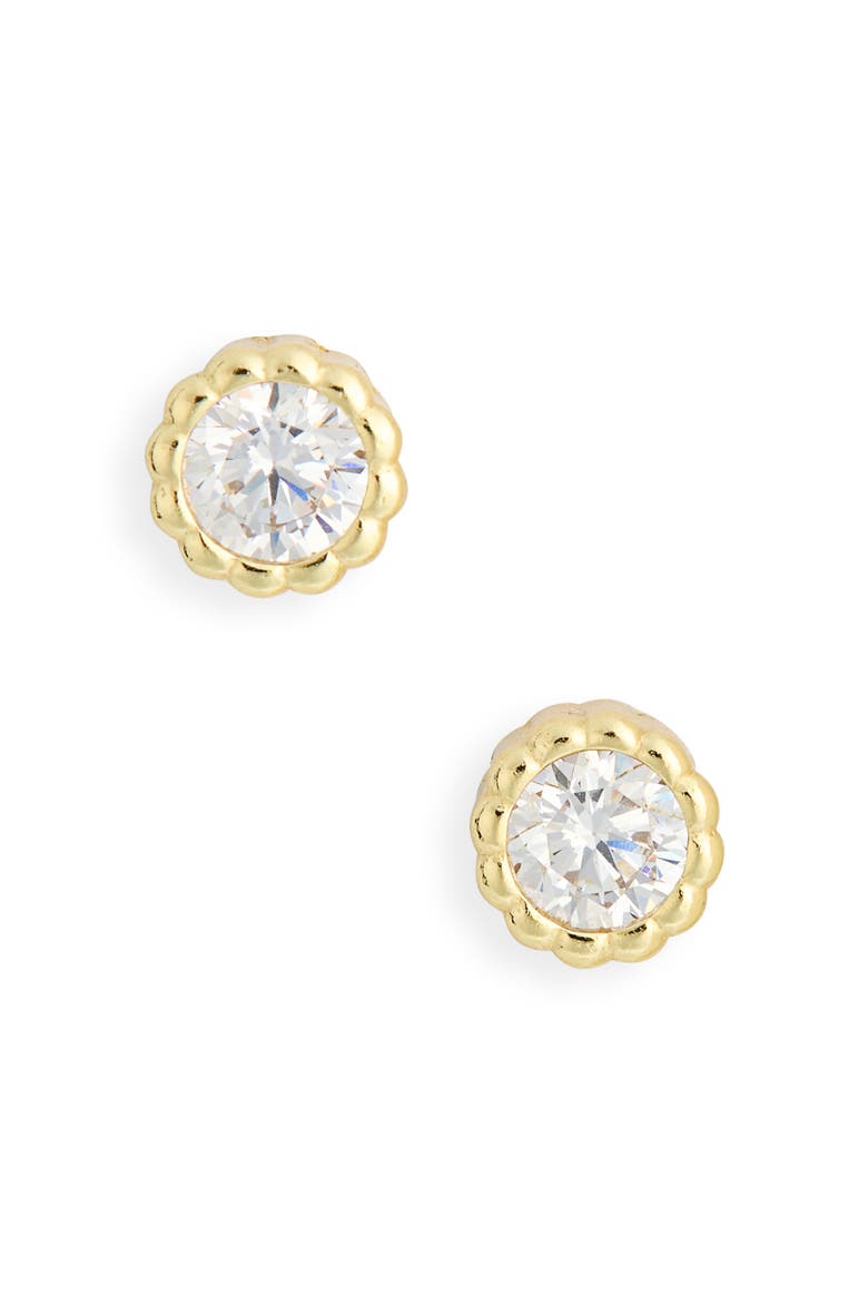Cubic Zirconia Stud Earrings, Main, color, GOLD