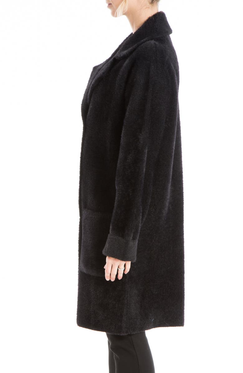 MAX STUDIO Fuzzy Double Breasted Sweater Coat, Alternate, color, Black