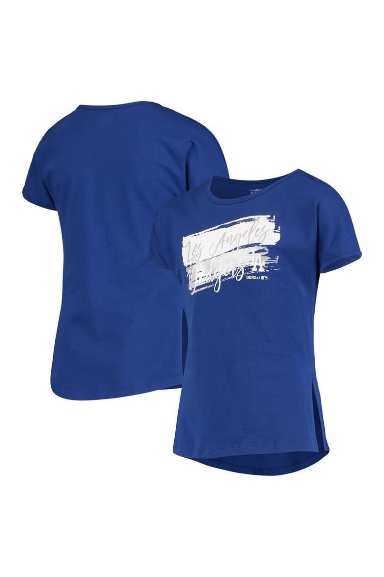 Girls Youth Royal Los Angeles Dodgers Brush Stroke Dolman T-Shirt, Main, color, Royal
