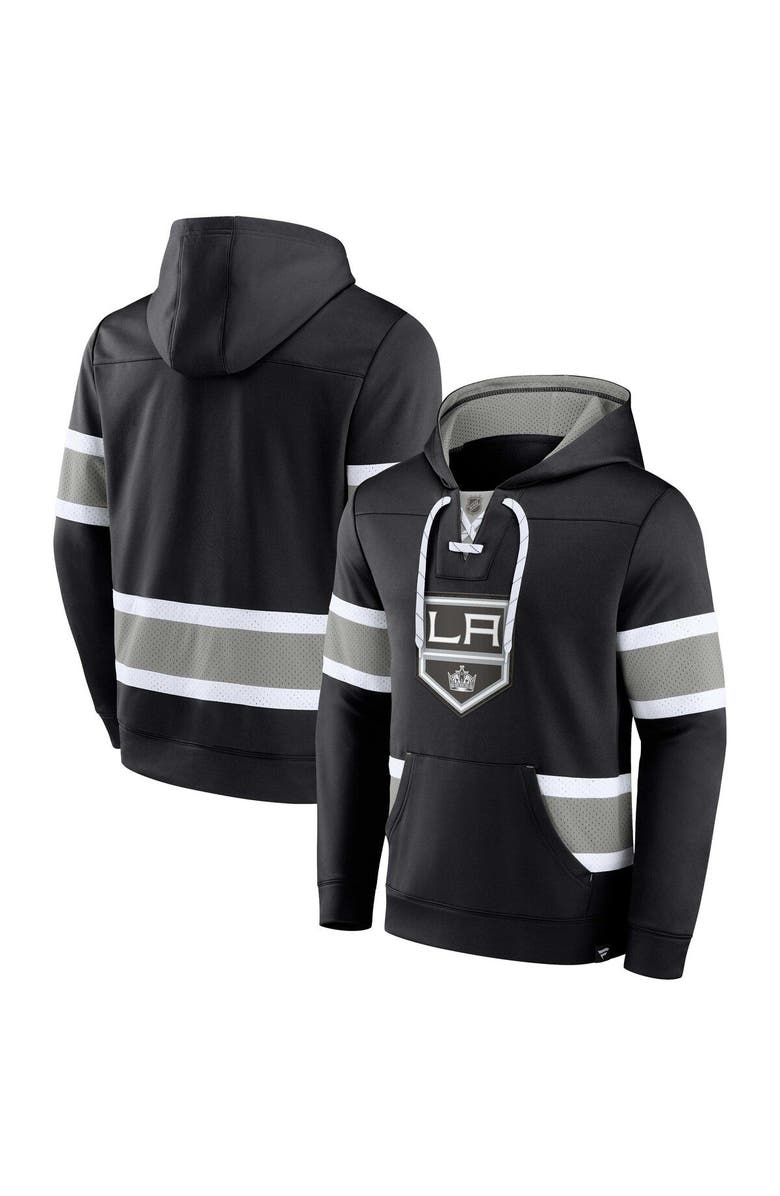 FANATICS Men's Fanatics Branded Black Los Angeles Kings Powerplay Warrior Pullover Hoodie, Main, color,