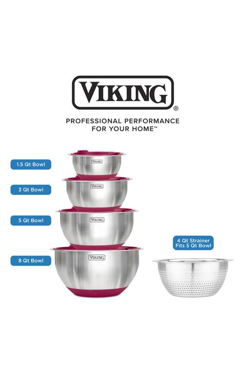 Viking 9 Pc Stainless Steel Bowl Set With Strainer In Red
