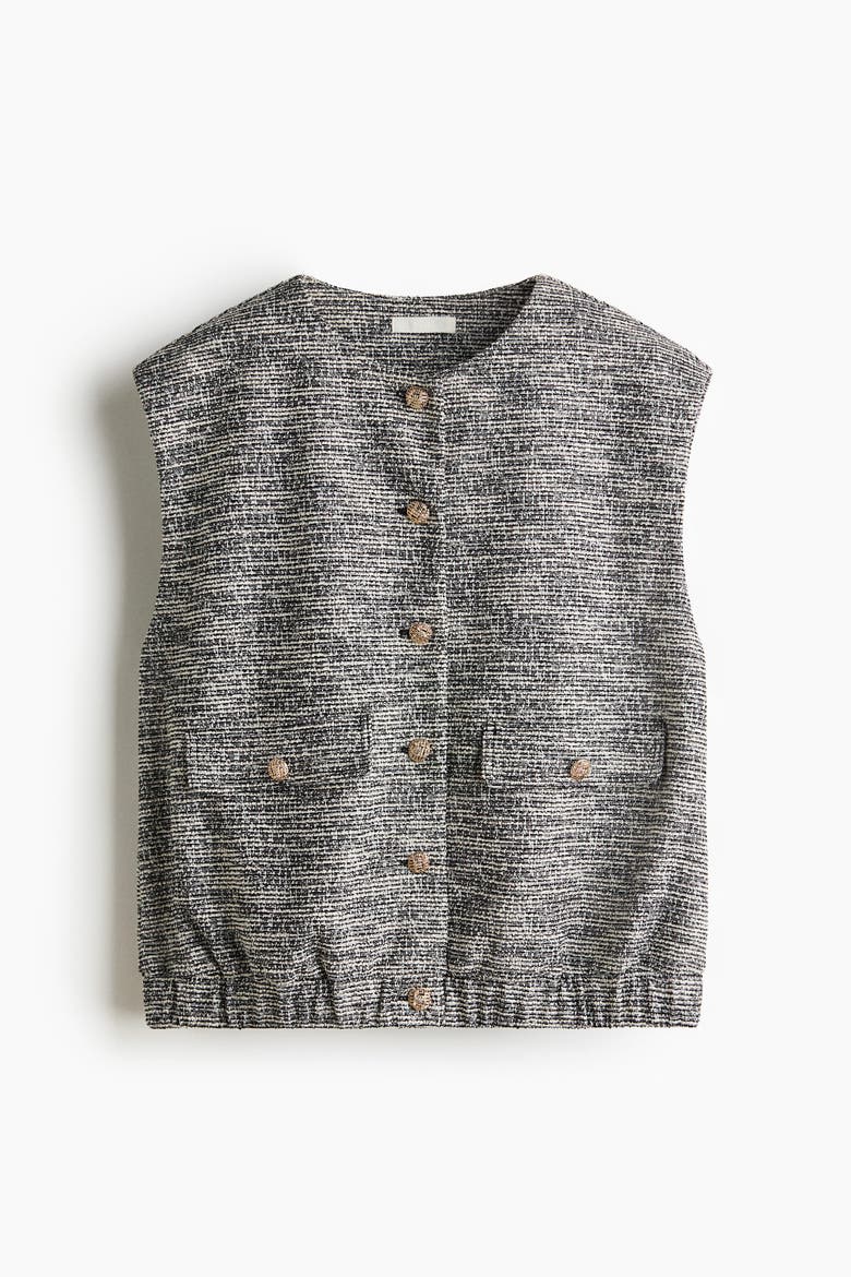 Oversized Bouclé-knit Vest, Alternate, color, Dusty gray melange/cream