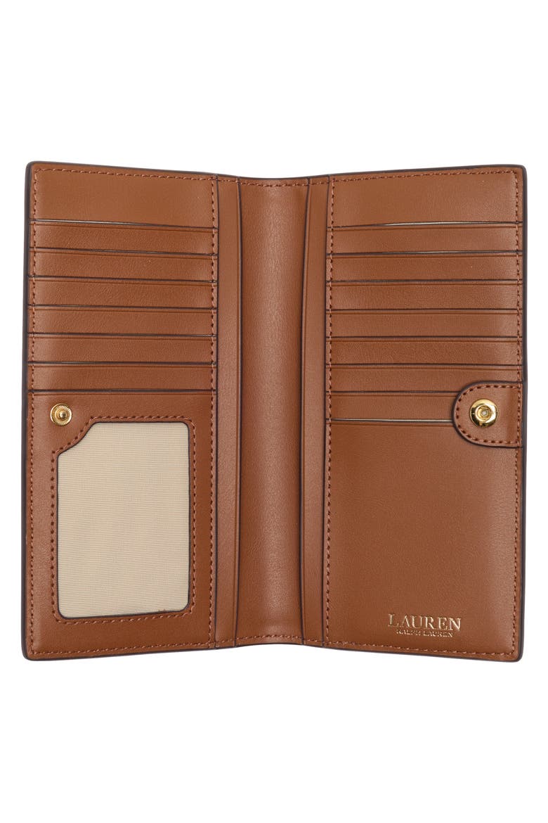 Slim Crosshatch Leather Bifold Wallet, Alternate, color, LAUREN TAN