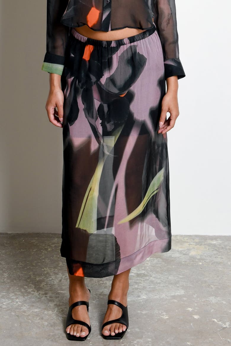 Mora Sheer Organza Midi Skirt, Alternate, color, Shadow Iris