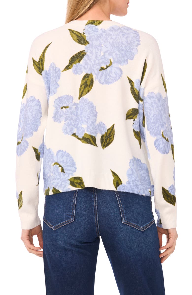 CeCe Floral Pullover Sweater, Alternate, color, New Ivory