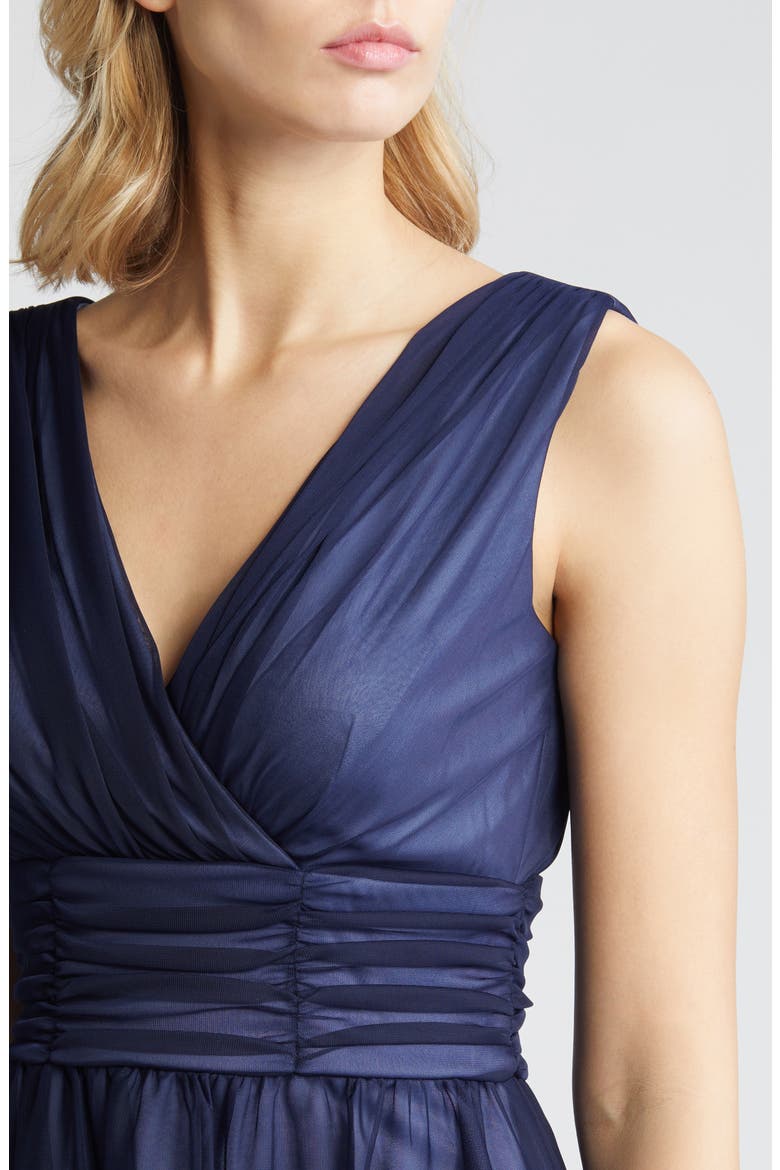 Chiffon Overlay Fit & Flare Dress, Alternate, color, NAVY/ SLATE