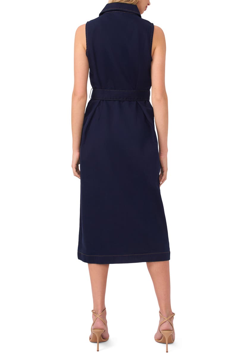 Vince Camuto Belted Sleeveless Midi Shirtdress, Alternate, color, Classic Navy