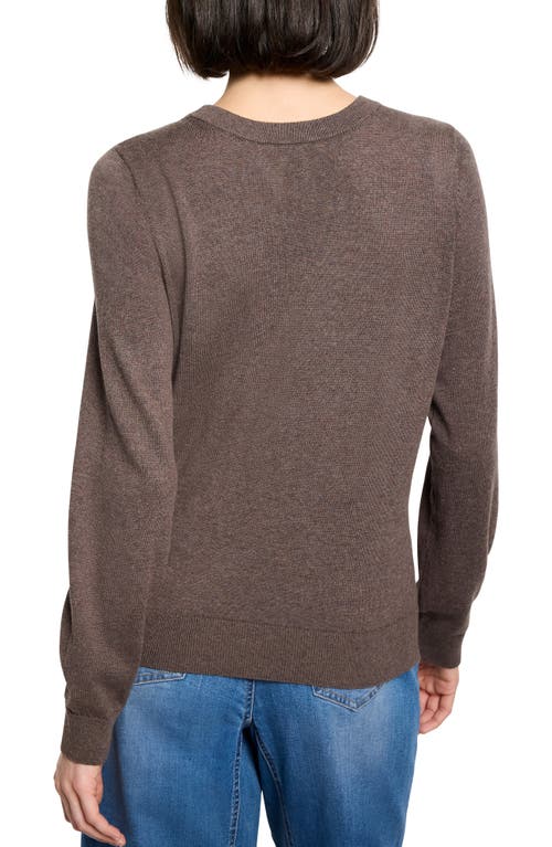 Nic + Zoe Nic+zoe Crewneck Long Sleeve Sweater In Brown