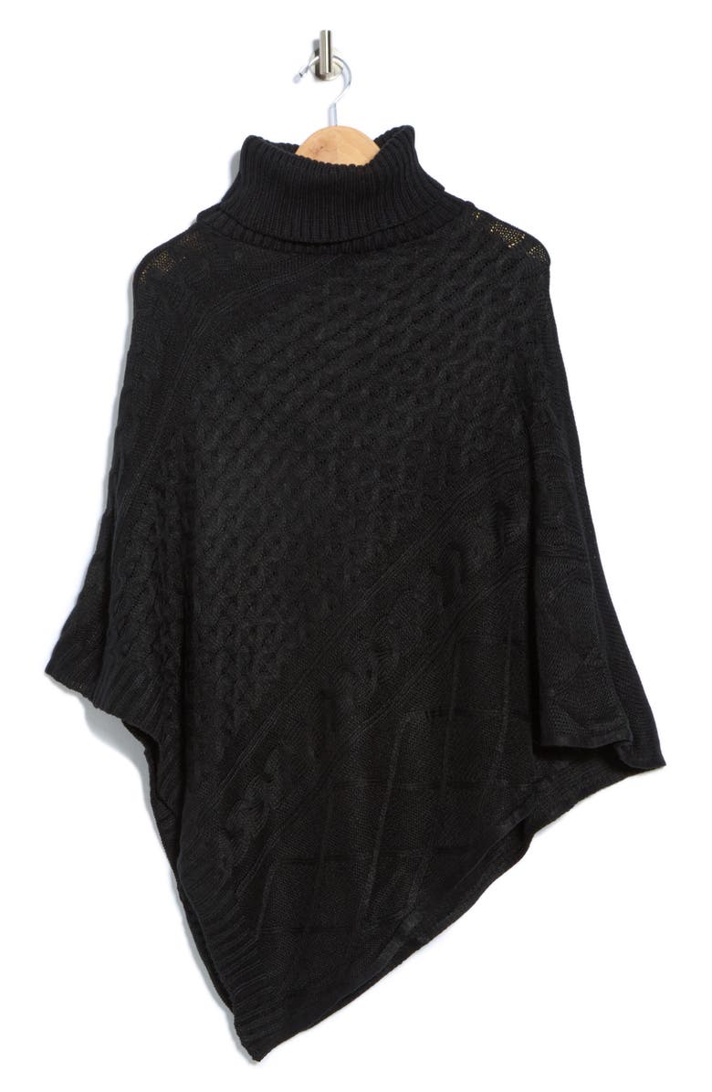 Nanette Lepore Mixed Weave Poncho, Alternate, color, Black