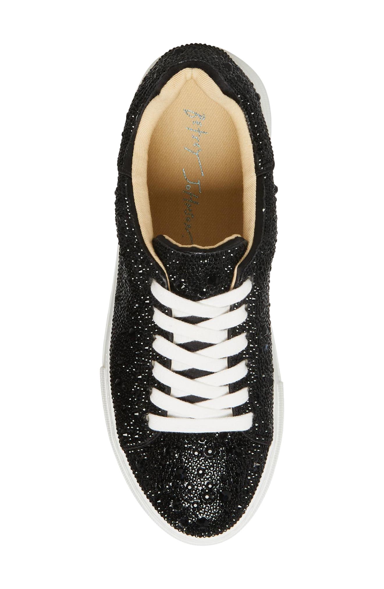 Betsey Johnson Sidny Crystal Pavé Platform Sneaker, Alternate, color, Black