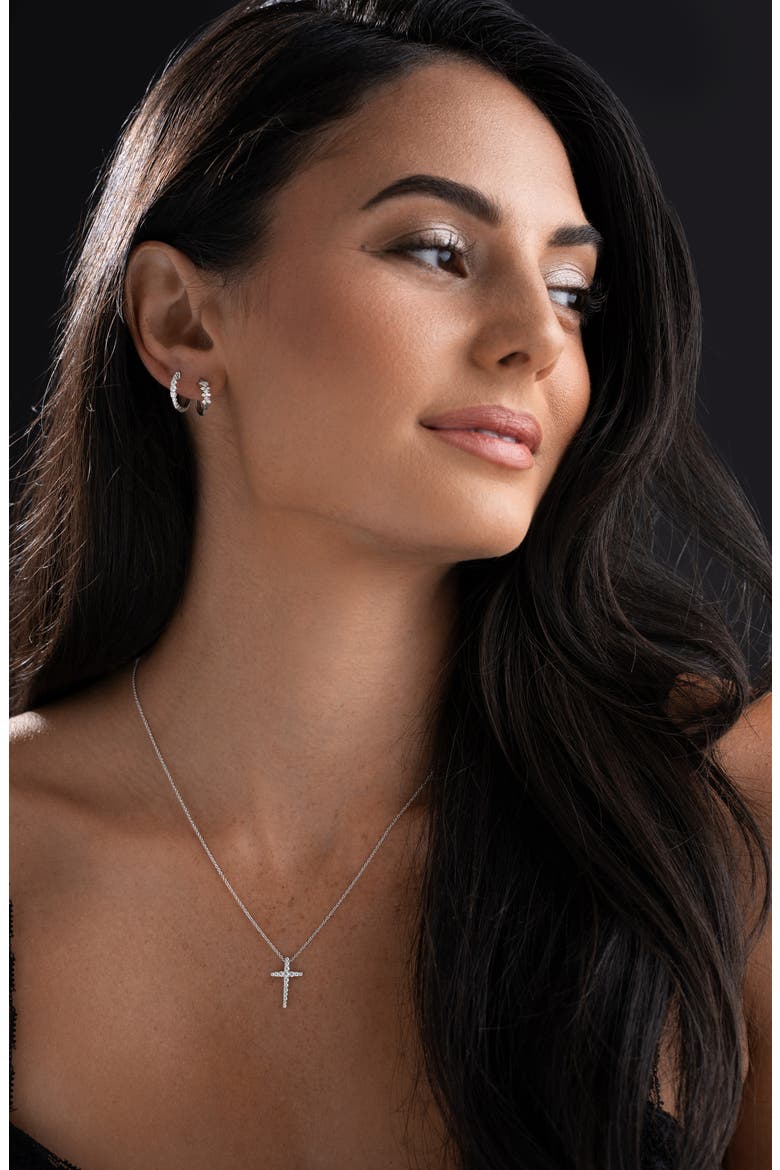 Audrey Diamond Cross Pendant Necklace (Nordstrom Exclusive), Alternate, color, 18K WHITE GOLD