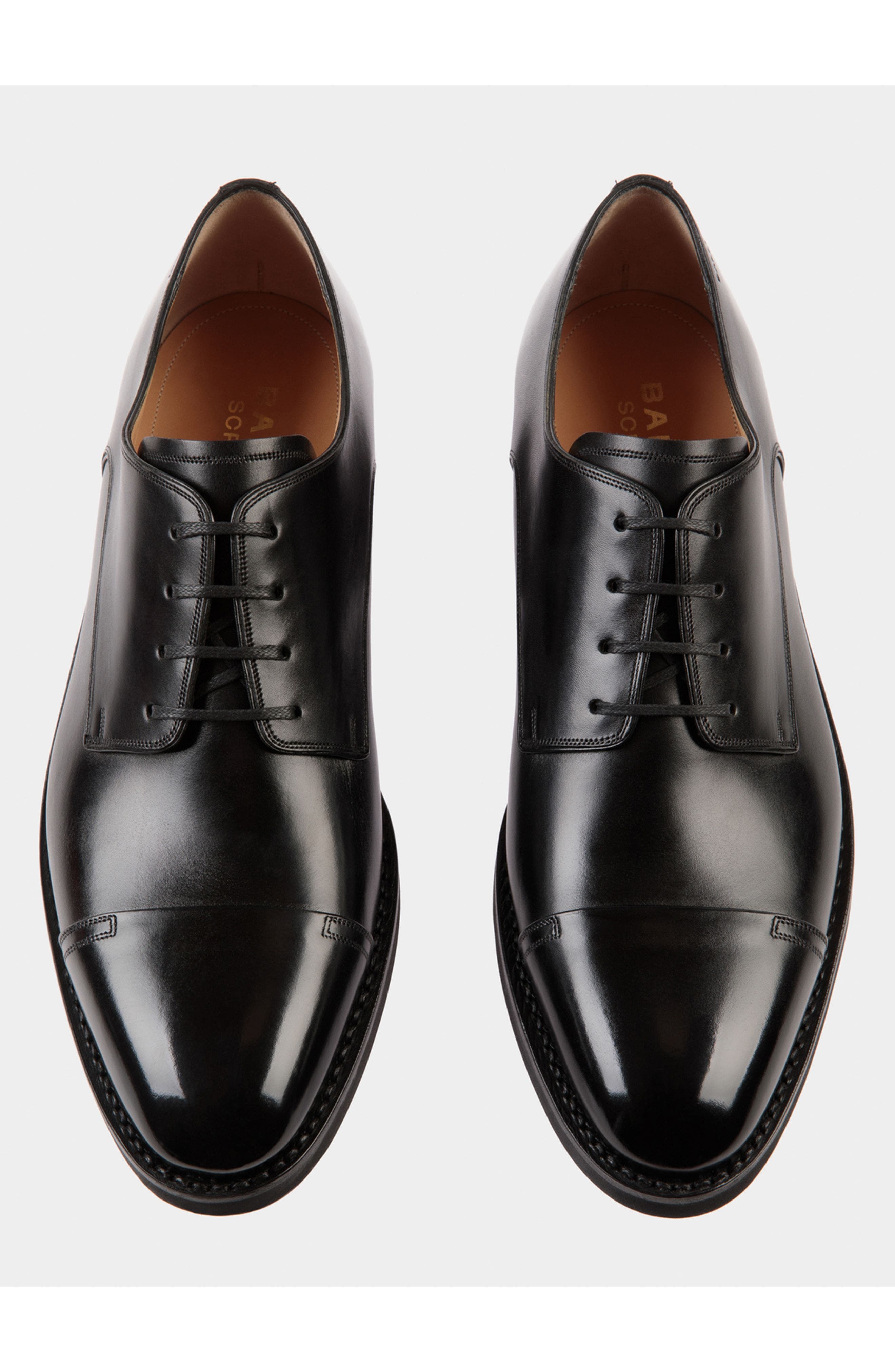 Bally Scribe Un Derby In Plain Calf Leather, Alternate, color, Black