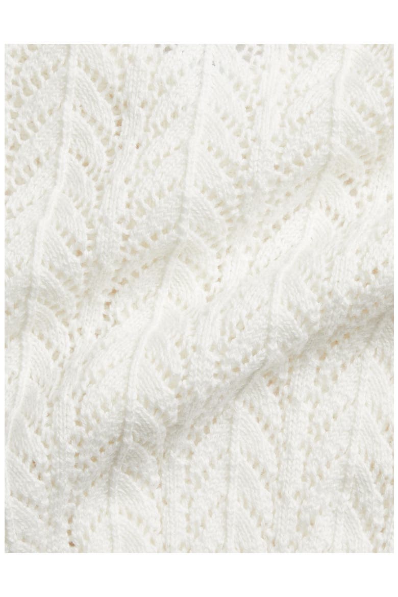 Collared Pointelle Stitch Cardigan, Alternate, color, WHITE