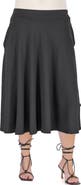 24seven Comfort Apparel Elastic Waist Pleated Pocket Midi Skirt
