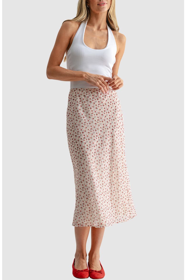 Floral Bias Cut Midi Skirt, Alternate, color, CREAM RED FLORAL