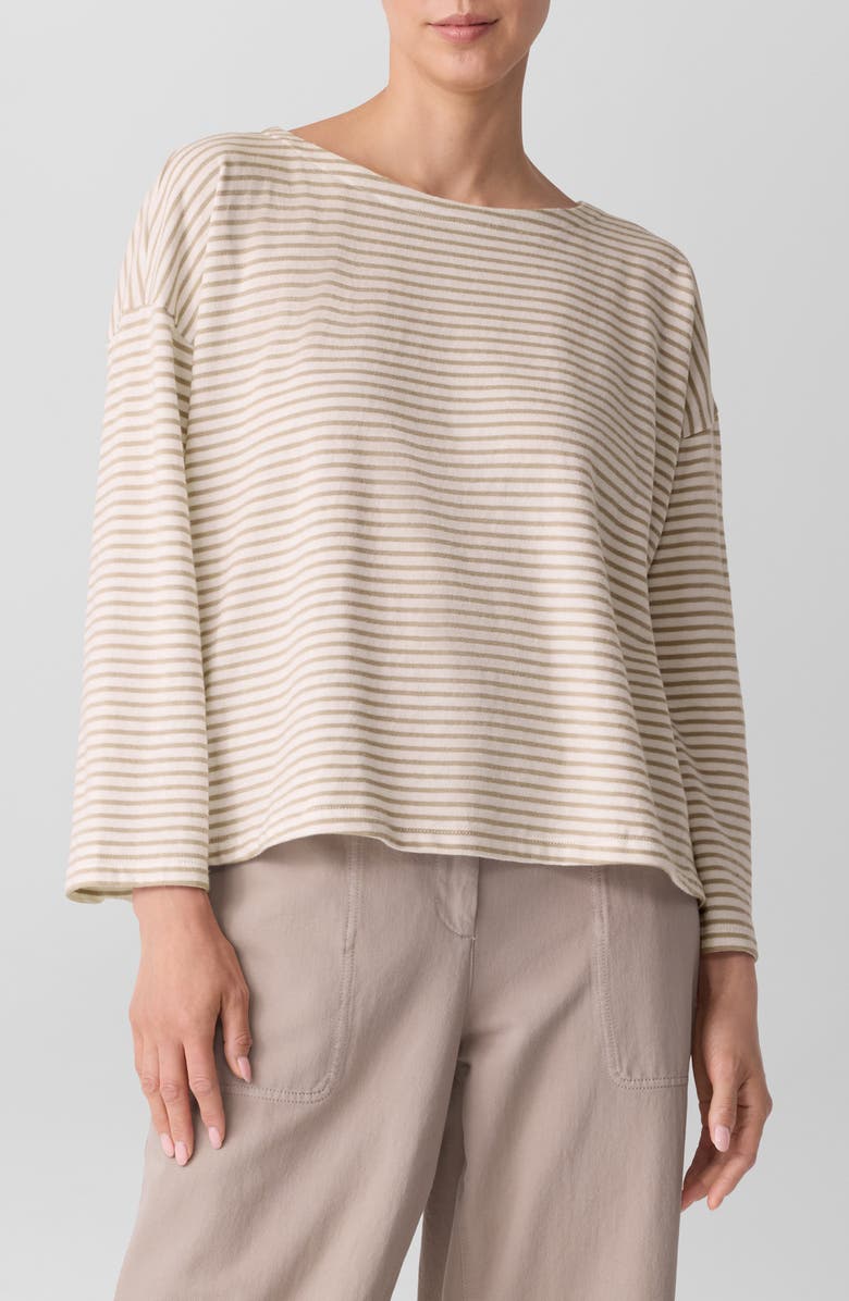 Eileen Fisher Organic Cotton High-Low Top, Main, color, Wheat