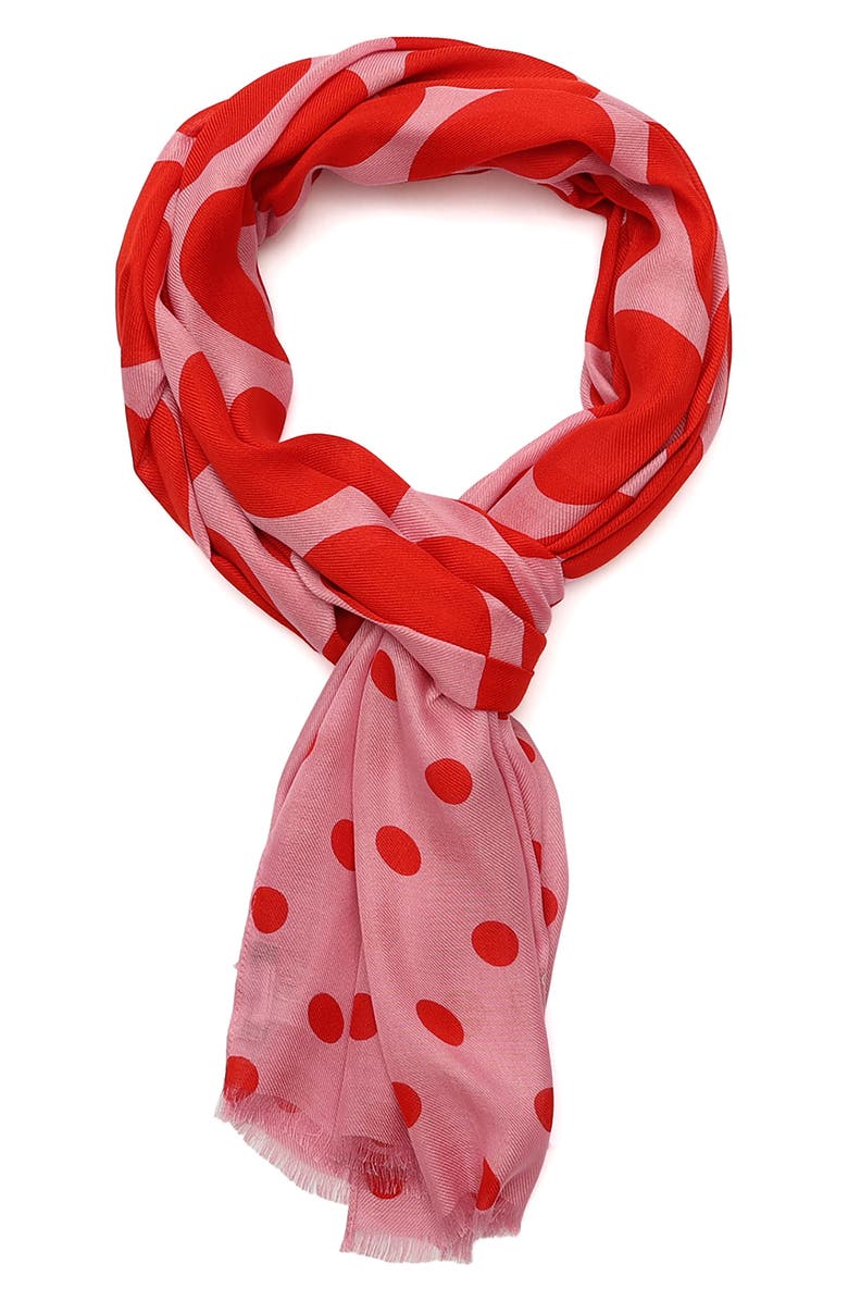 Kate Spade New York seasonless dot oblong scarf, Alternate, color, Classic Red Surf Pink