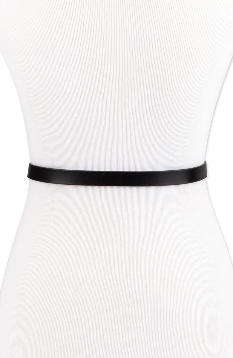 Sam Edelman Double E Logo Slim Leather Belt, Alternate, color, Black