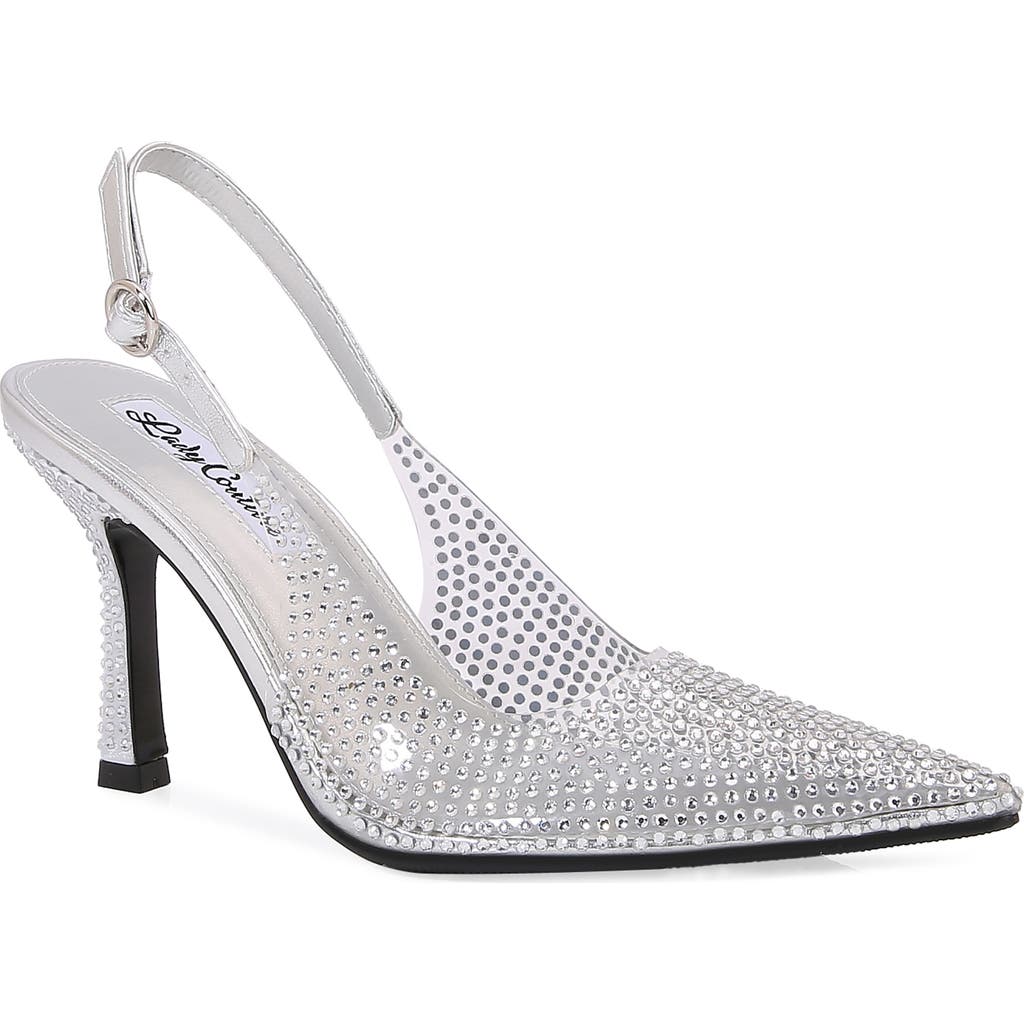 Lady Couture Clear Rhinestone Slingback Pump In Silver