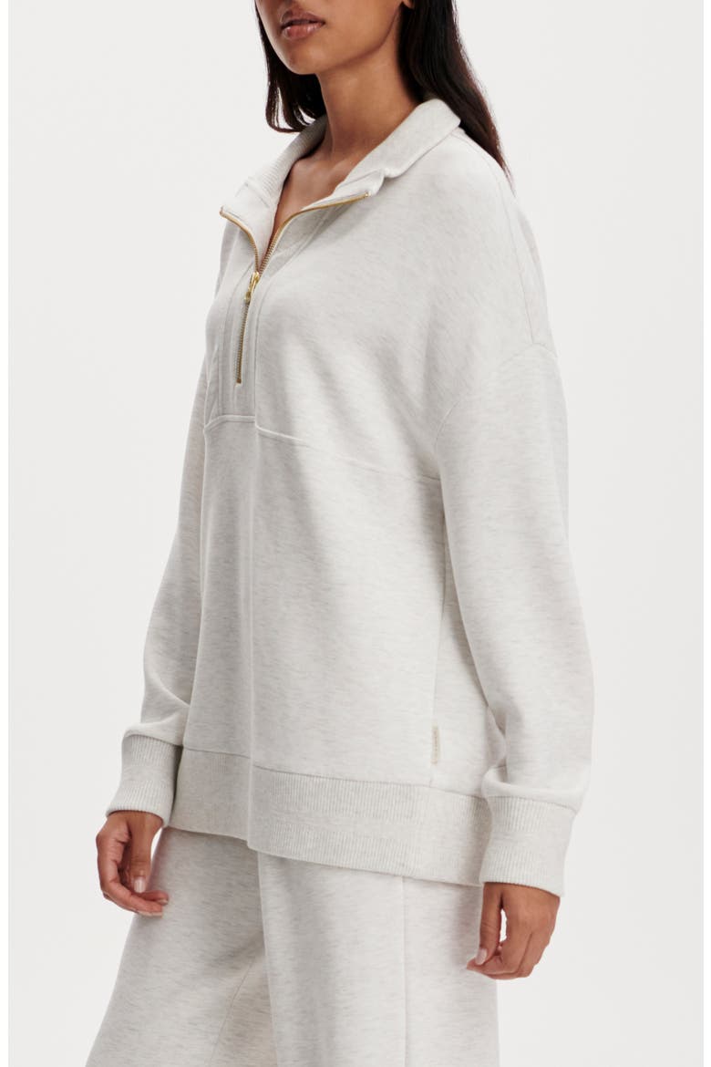 Molly Longline DoubleSoft® Half Zip Sweatshirt, Alternate, color, IVORY MARL