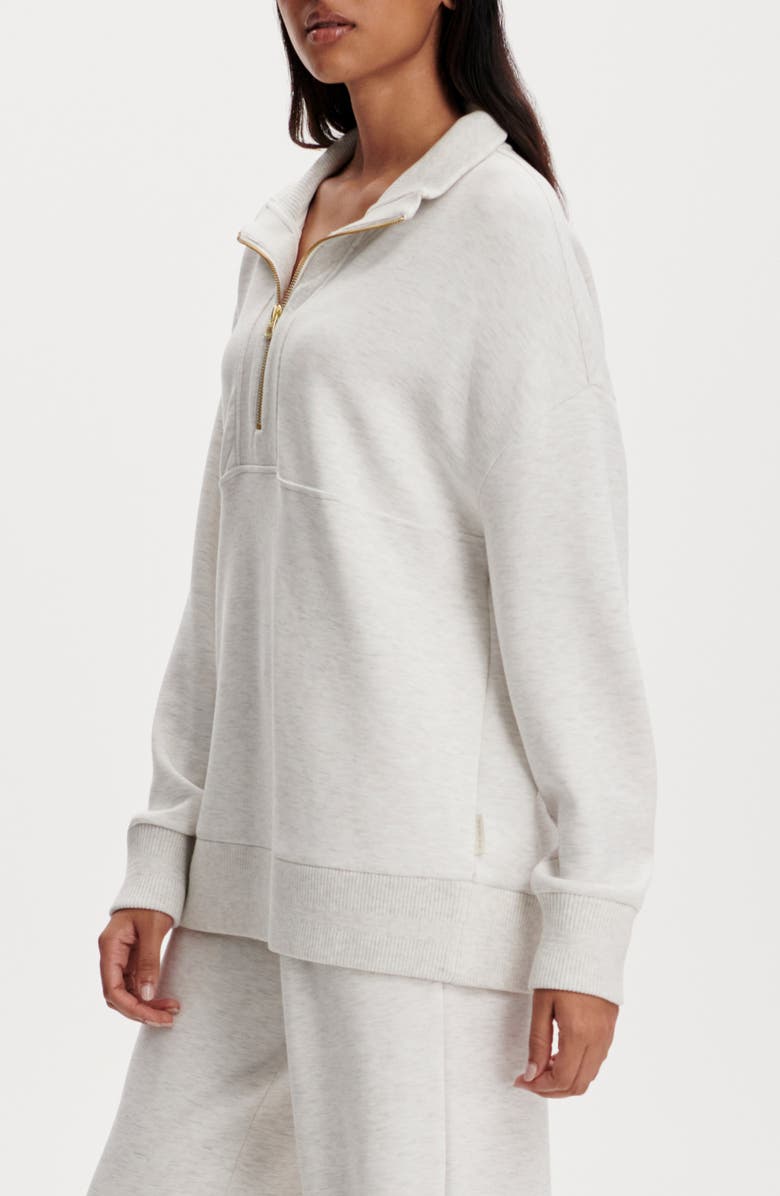 Varley Molly Longline DoubleSoft<sup>®</sup> Half Zip Sweatshirt, Alternate, color, Ivory Marl